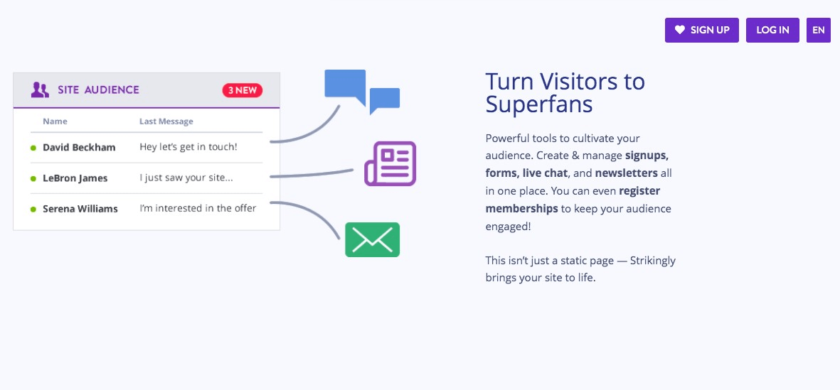 Strikingly網站受眾管理功能 Strikingly網站受眾管理功能